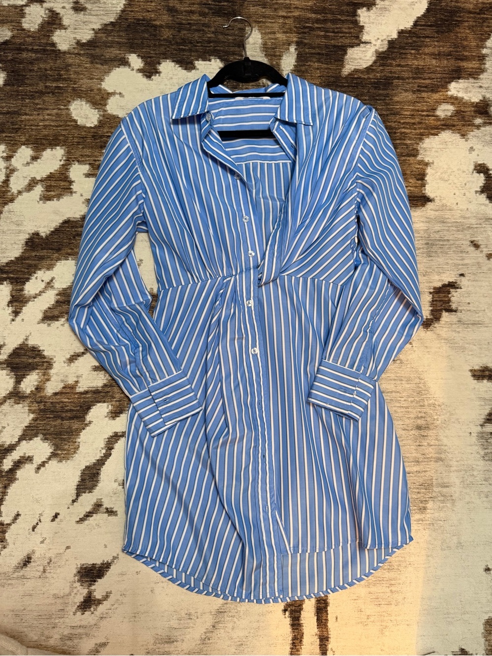 NWOT Steve Madden Blue and White Striped Button-Front Shirtdress